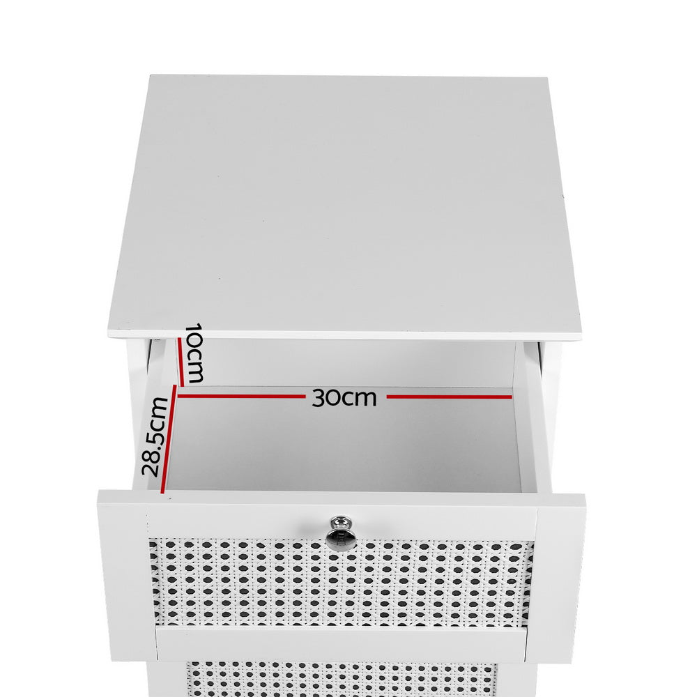 Laundry Hamper Cabinet | Bathroom Storage | White Rattan Clothes Basket