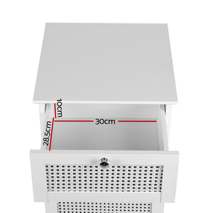 Laundry Hamper Cabinet | Bathroom Storage | White Rattan Clothes Basket