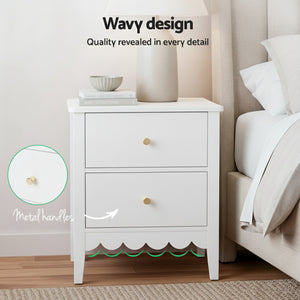 Bedside Table | 2 Drawer Nightstand | Bedroom Storage | White