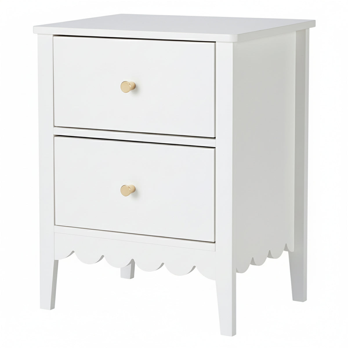 Bedside Table | 2 Drawer Nightstand | Bedroom Storage | White