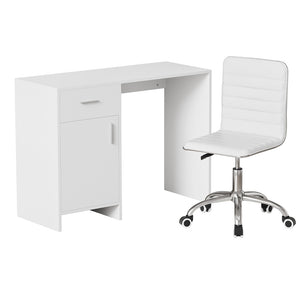 Artiss Office Set | PU Leather Chair + Home Study Desk | 100cm | White