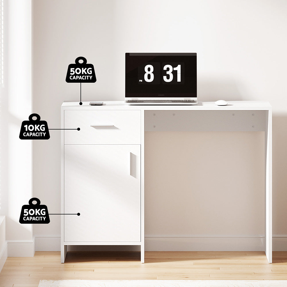 Artiss Office Set | PU Leather Chair + Home Study Desk | 100cm | White