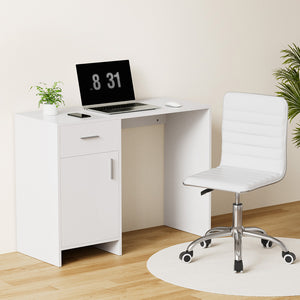 Artiss Office Set | PU Leather Chair + Home Study Desk | 100cm | White
