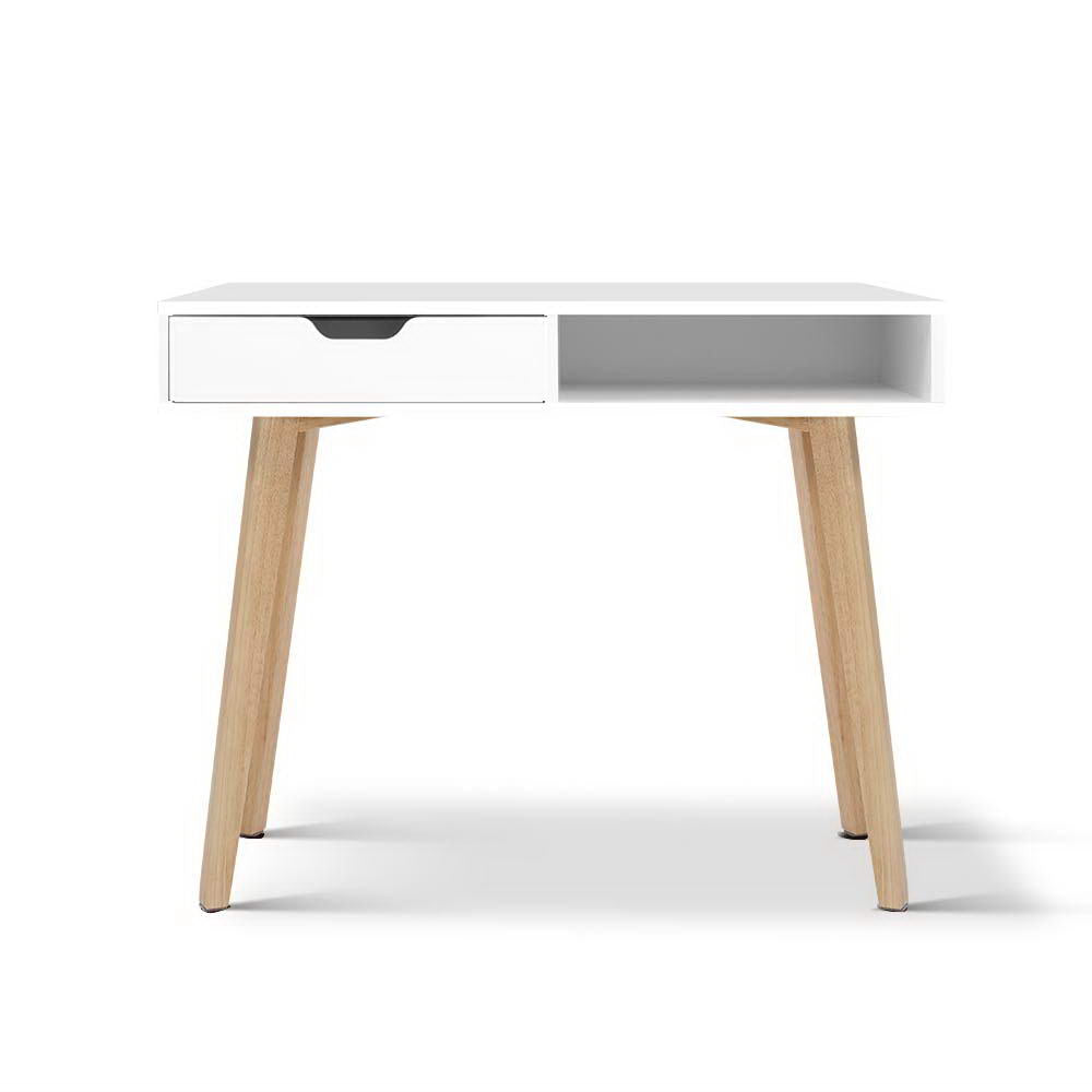 Computer Desk | Drawer Cabinet | Shelf White | 90CM