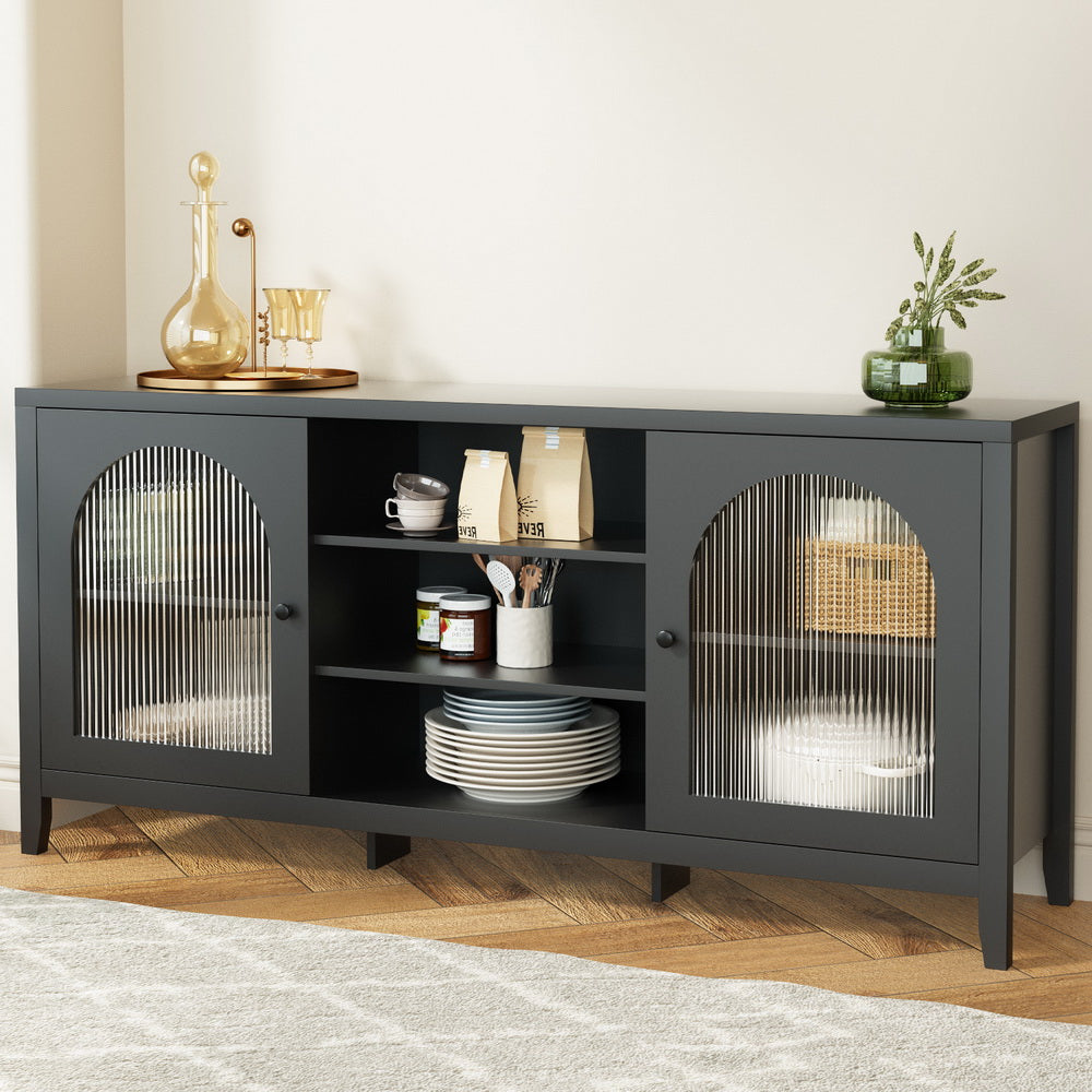 Artiss Buffet Sideboard | Shelves Double Doors | Black