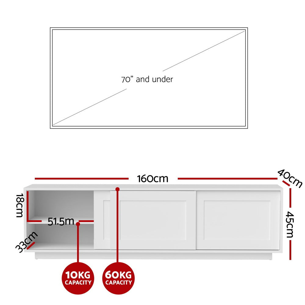 Artiss TV Unit | Entertainment Storage Cabinet | 160cm | White