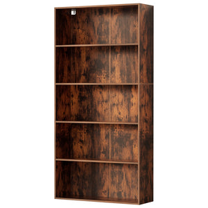 Bookshelf 5-Tier | Freestanding Storage Shelf | Walnut Finish