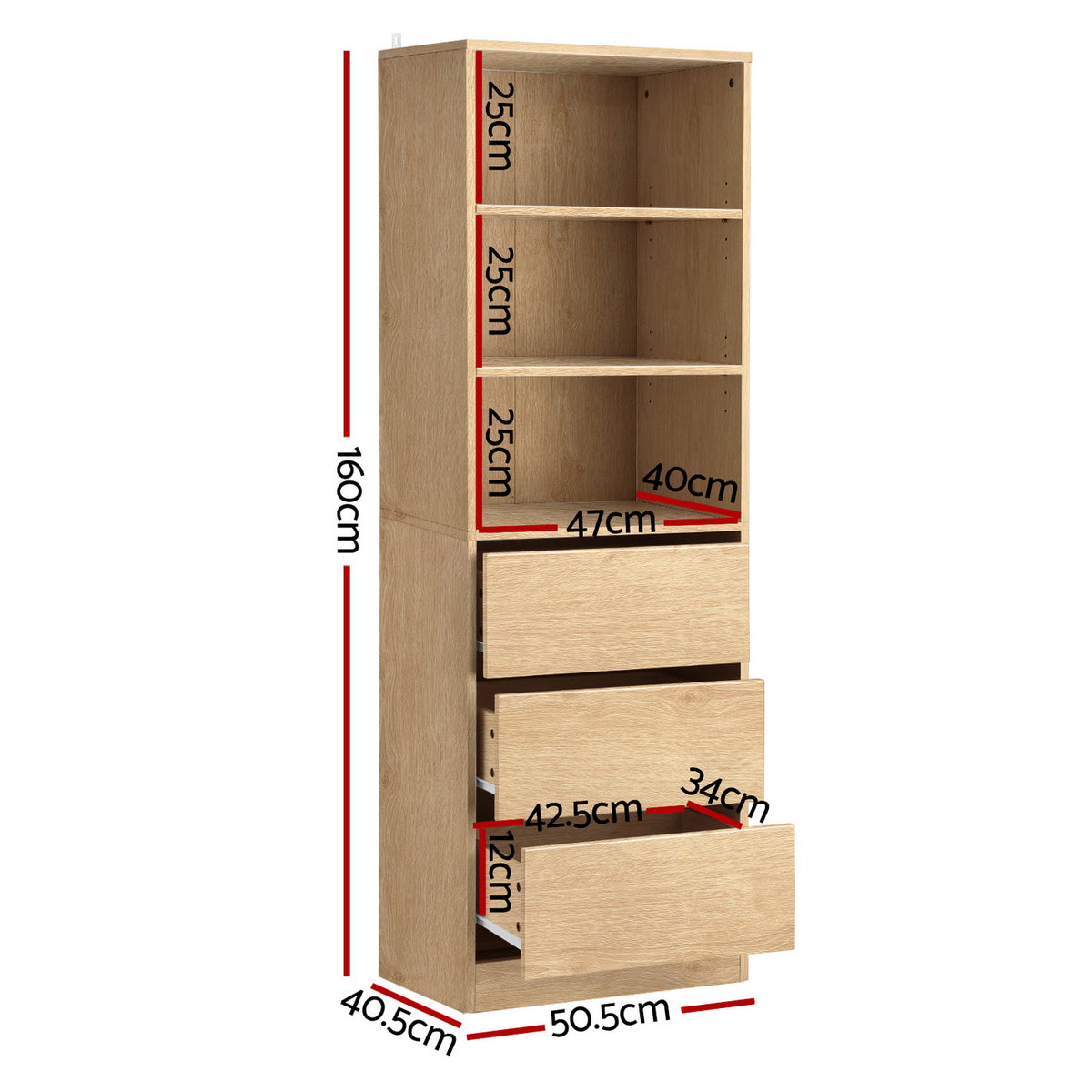 Tallboy Chest of Drawers | 3 Drawer Cabinet | Pine