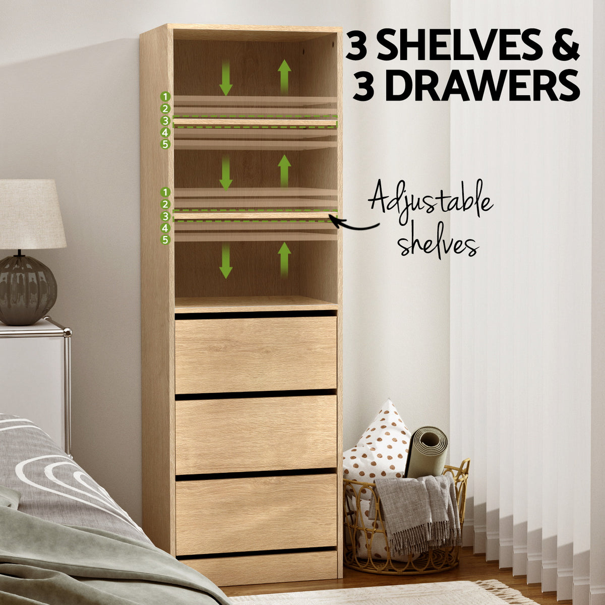 Tallboy Chest of Drawers | 3 Drawer Cabinet | Pine