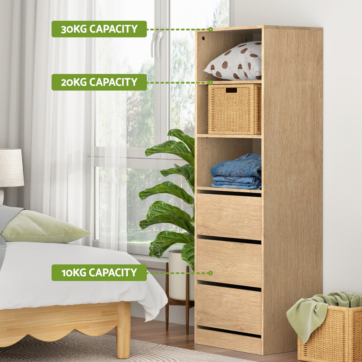 Tallboy Chest of Drawers | 3 Drawer Cabinet | Pine