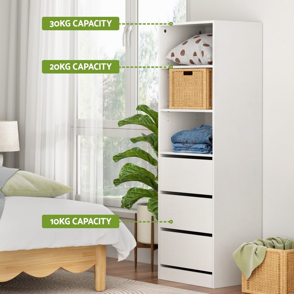 Artiss Chest of Drawers | 3 Drawer Tallboy Cabinet | White