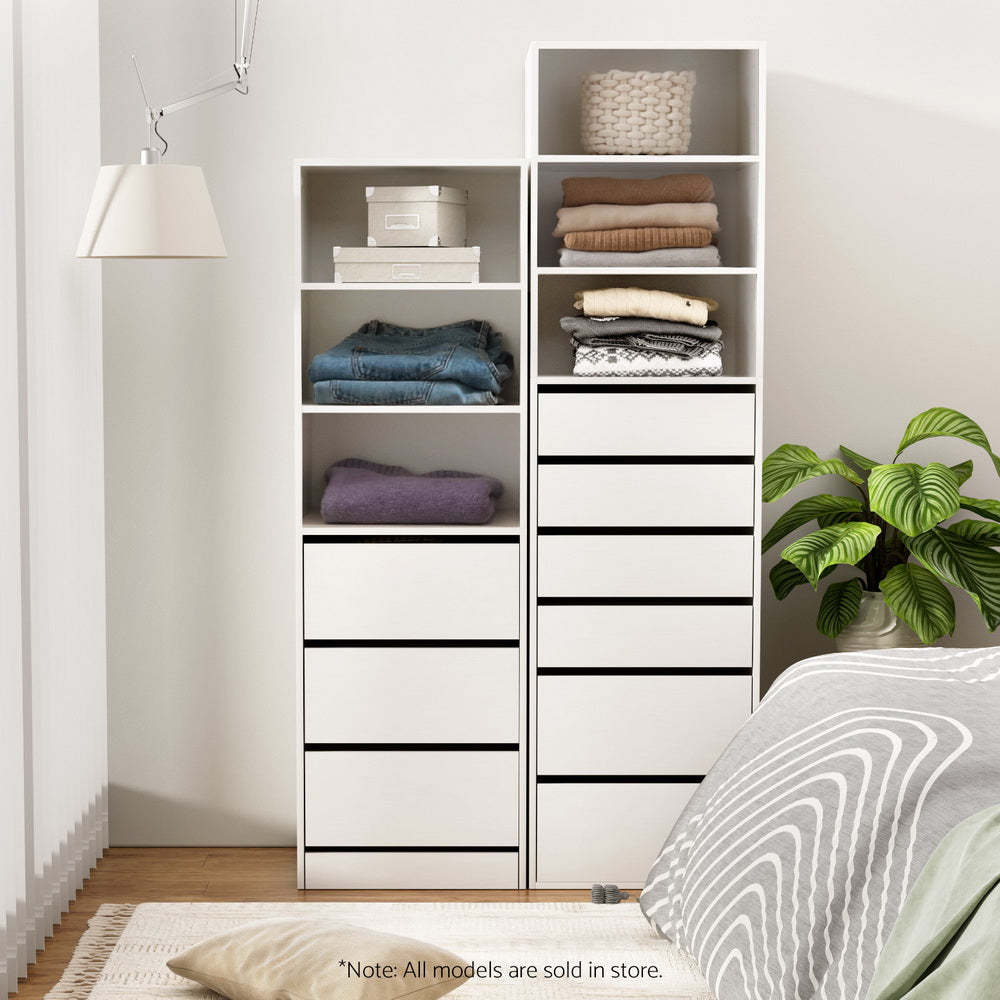 Artiss Chest of Drawers | 3 Drawer Tallboy Cabinet | White
