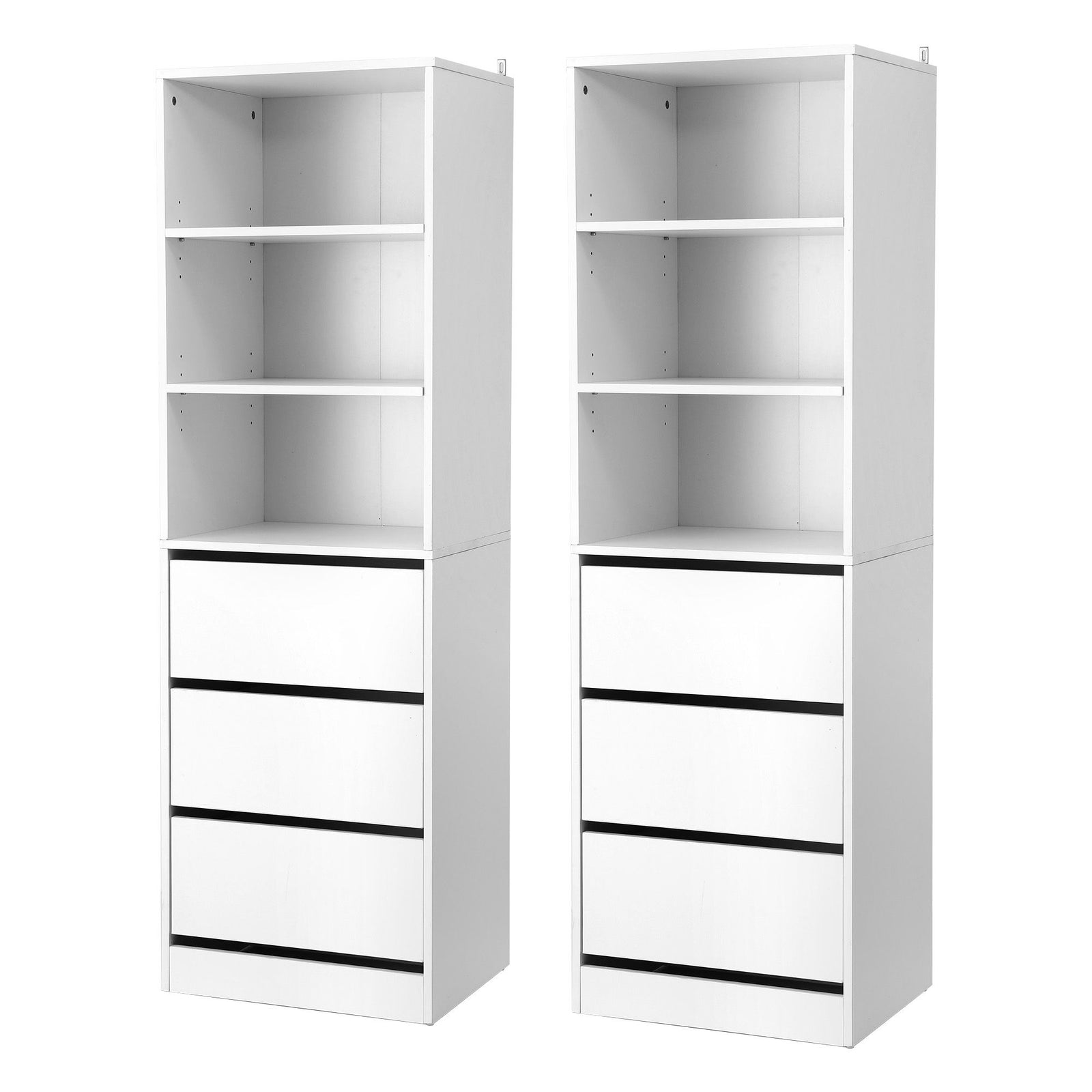 Chest of Drawers | 2 Pack | 3 Drawer Tallboy Cabinets | White