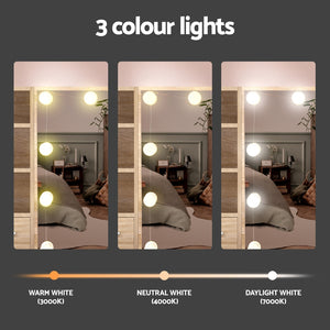 Artiss Dressing Table Set | Stool + 10 LED Bulbs | Wooden Makeup Desk