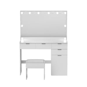Artiss Dressing Table Set | With Stool | 10 LED Bulbs | White