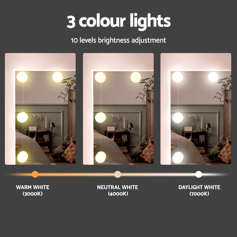 Artiss Dressing Table Set | With Stool | 10 LED Bulbs | White