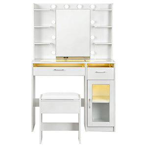 Vanity Desk Set | 10 LED Bulbs | RGB Lighting | White