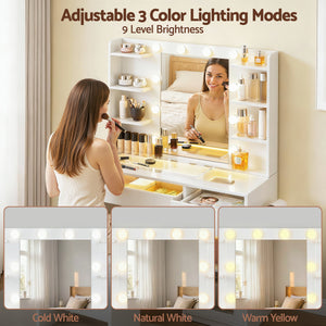 Vanity Desk Set | 10 LED Bulbs | RGB Lighting | White