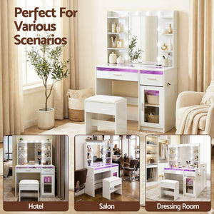 Vanity Desk Set | 10 LED Bulbs | RGB Lighting | White