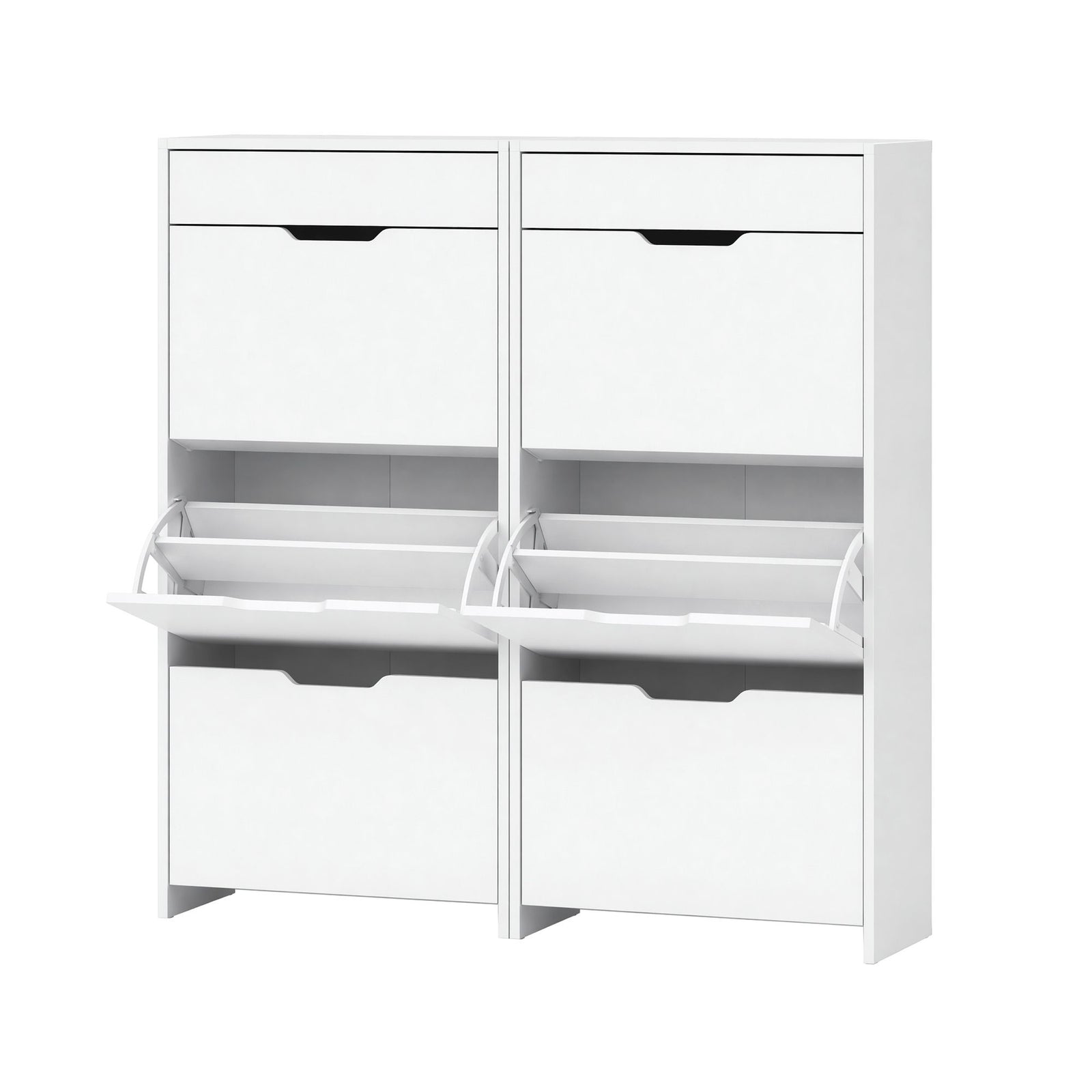 Shoe Cabinet Organiser | 2 Pack | 3 Flip Drawers | High Gloss White