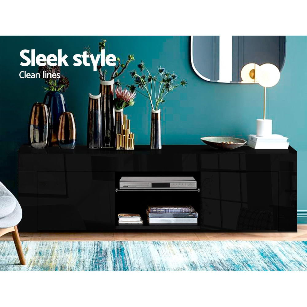 Entertainment Unit | TV Cabinet | LED | 130cm | Black | Angus