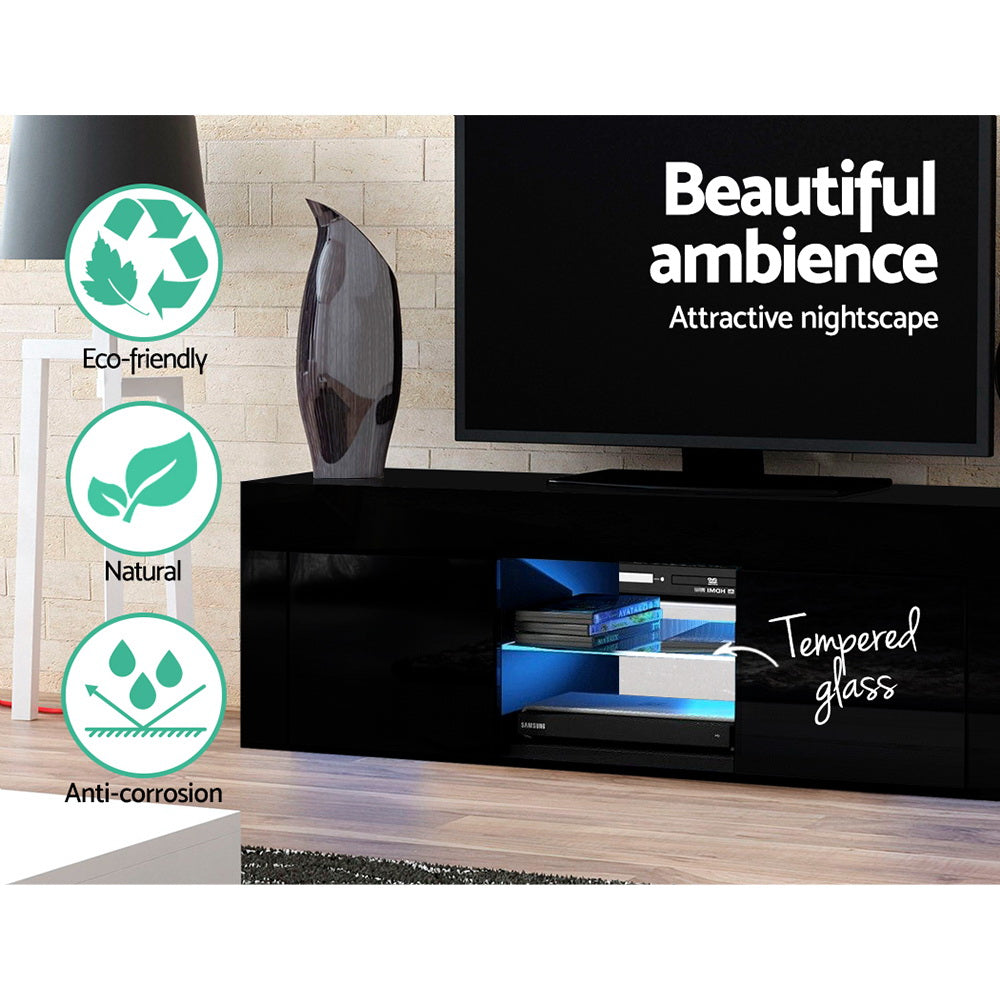 Entertainment Unit | TV Cabinet | LED | 130cm | Black | Angus