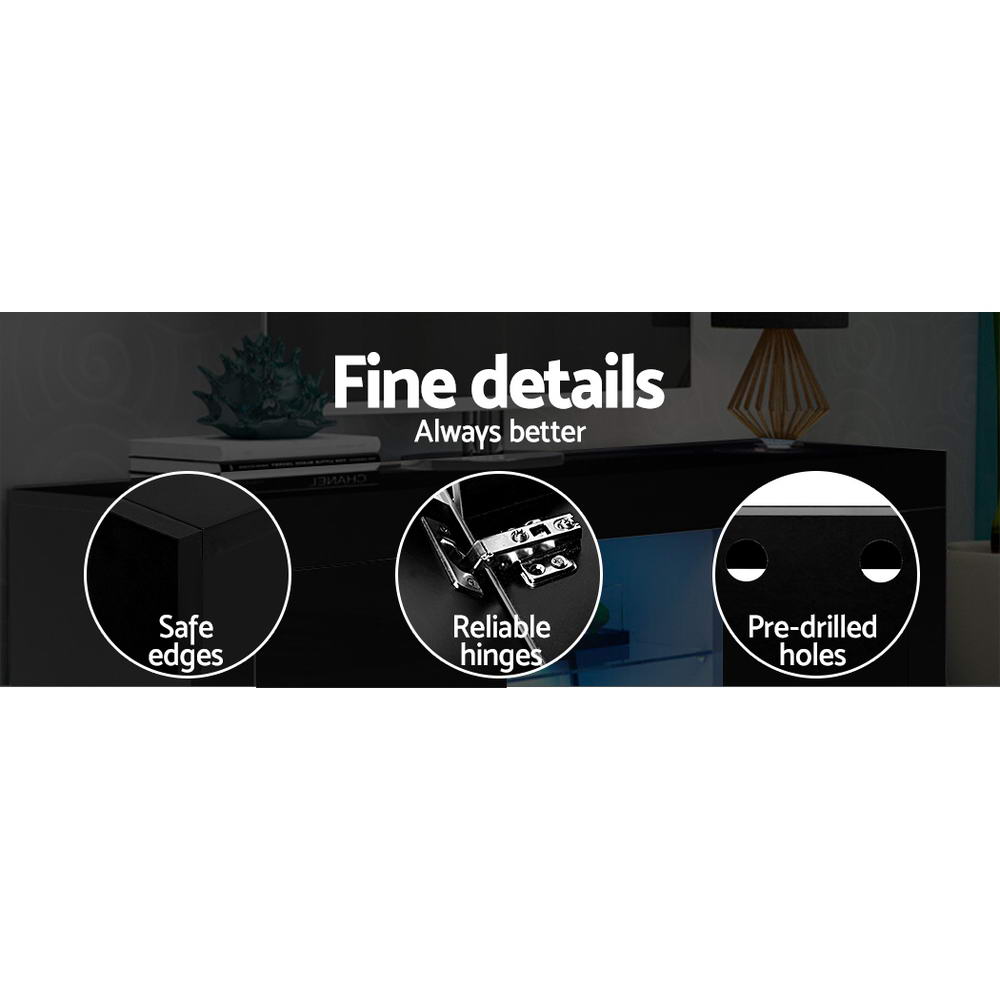 Entertainment Unit | TV Cabinet | LED | 130cm | Black | Angus