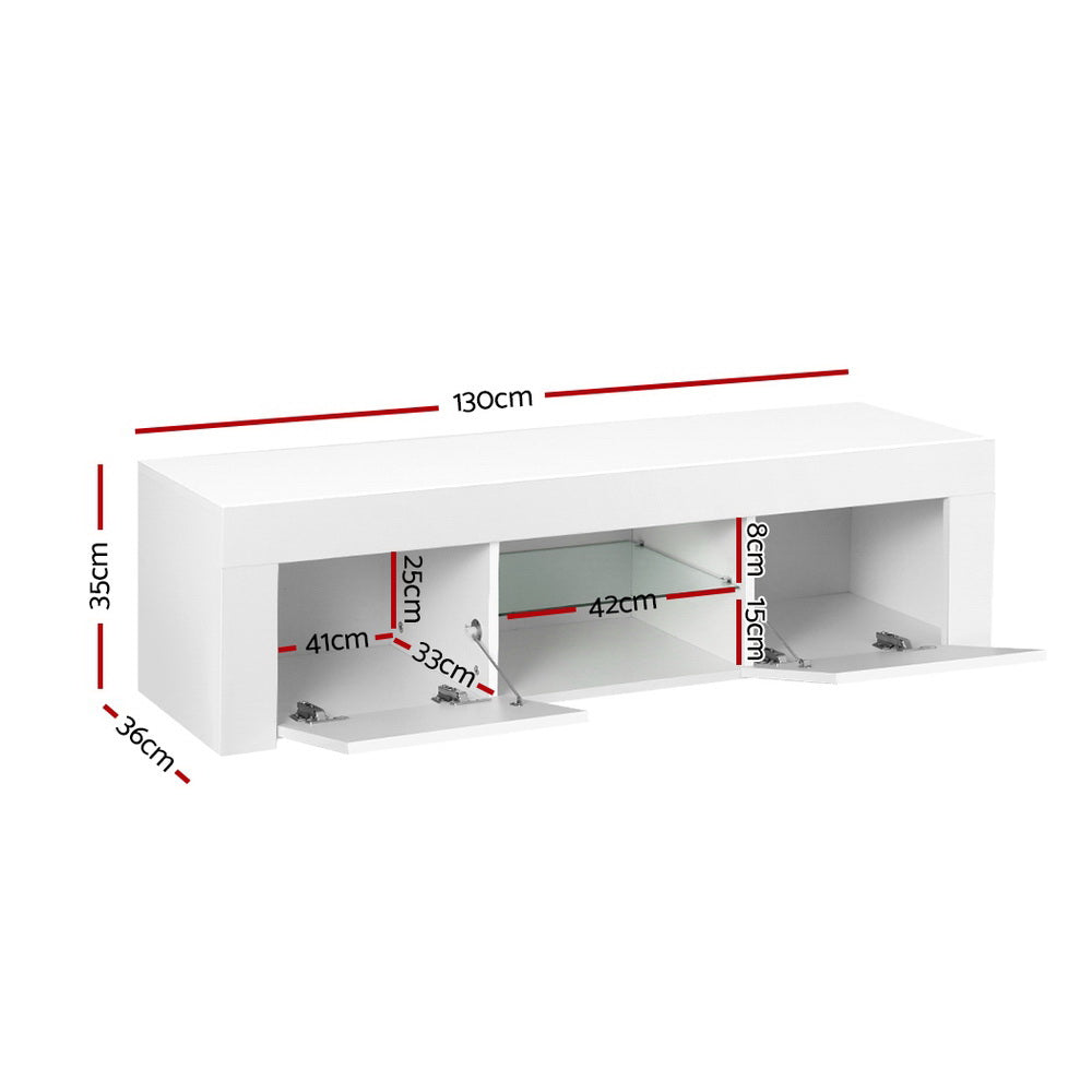 Entertainment Unit | TV Cabinet | LED | 130cm | White | Angus