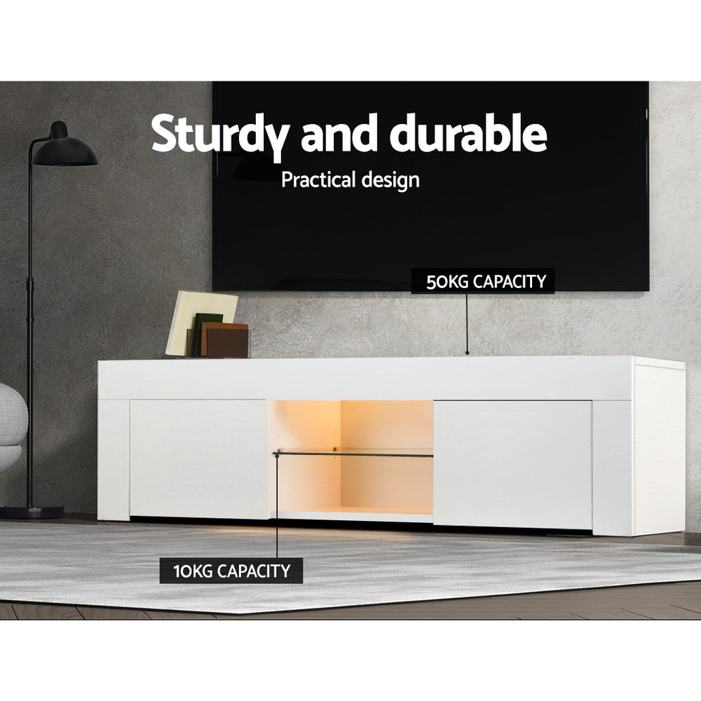 Entertainment Unit | TV Cabinet | LED | 130cm | White | Angus