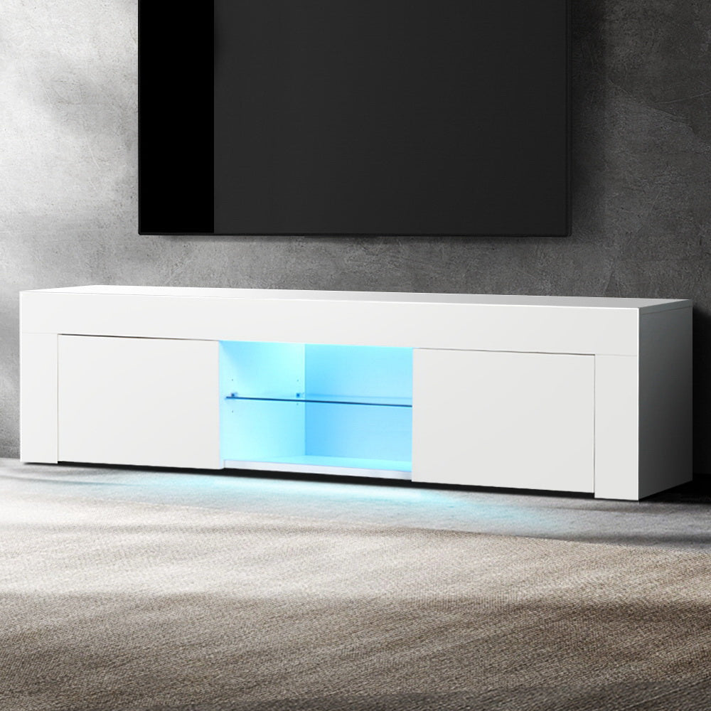 Entertainment Unit | TV Cabinet | LED | 130cm | White | Angus