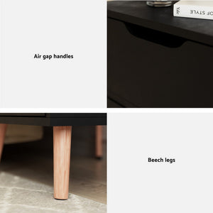 Bedside Table | 2 Drawer Nightstand | BODEN Design | Black Finish