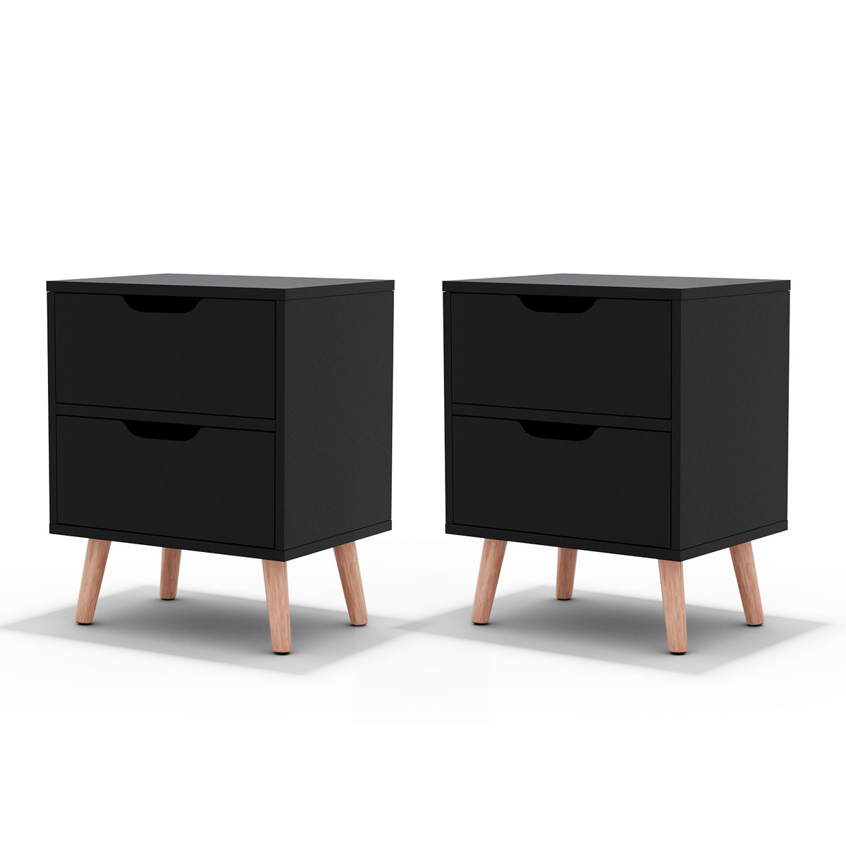 Bedside Tables Set 2pc | 2 Drawers | BODEN | Black