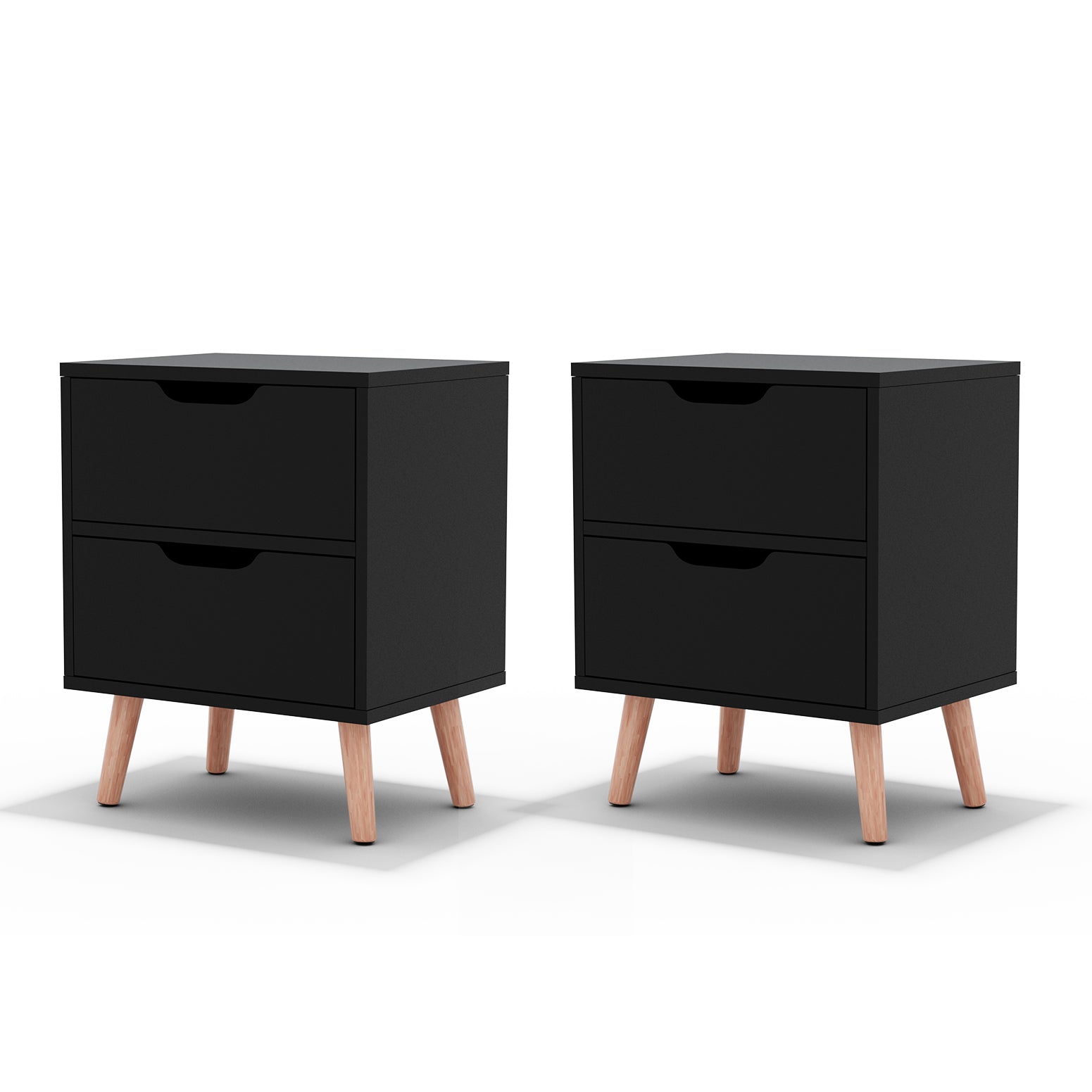Bedside Tables Set 2pc | 2 Drawers | BODEN | Black