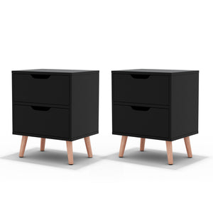 Bedside Tables Set 2pc | 2 Drawers | BODEN | Black