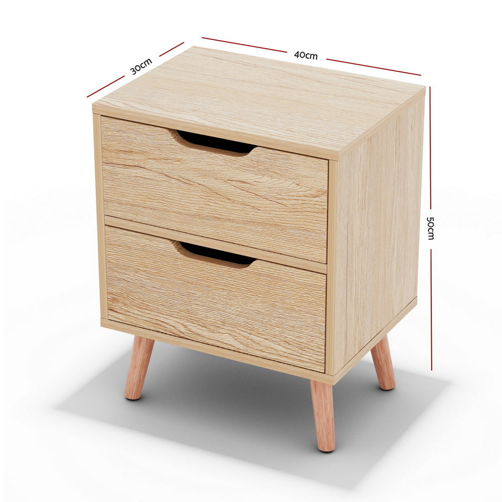 Bedside Table | 2 Drawer Nightstand | BODEN Design | Pine Finish