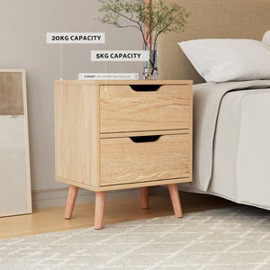 Bedside Table | 2 Drawer Nightstand | BODEN Design | Pine Finish