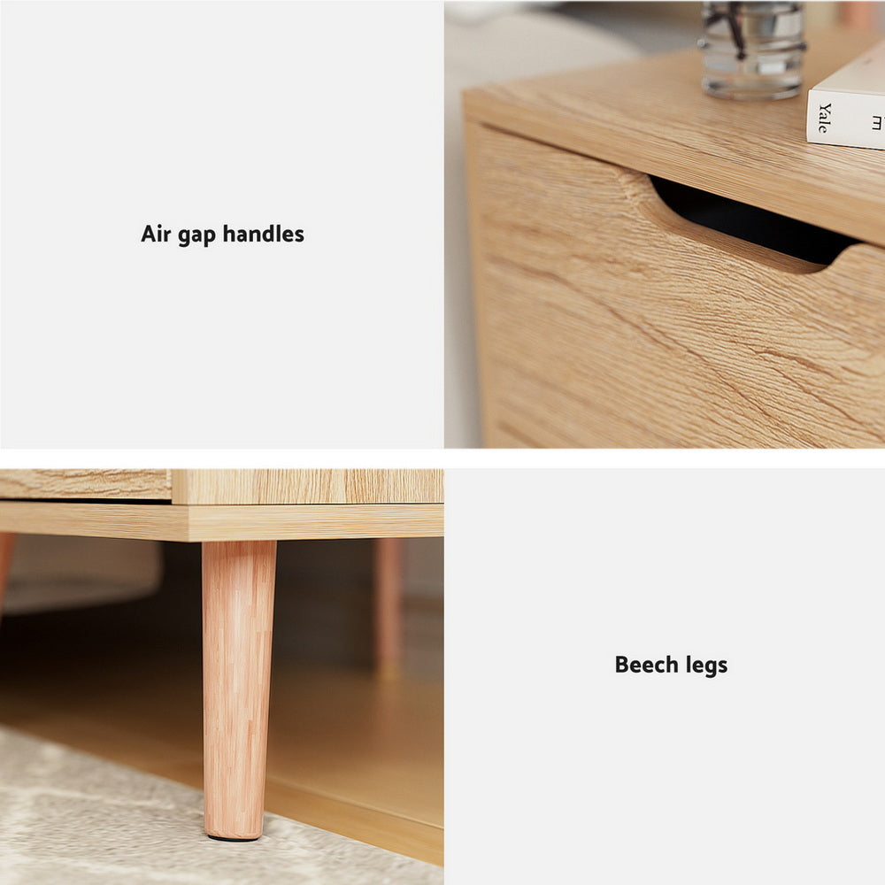 Bedside Table | 2 Drawer Nightstand | BODEN Design | Pine Finish