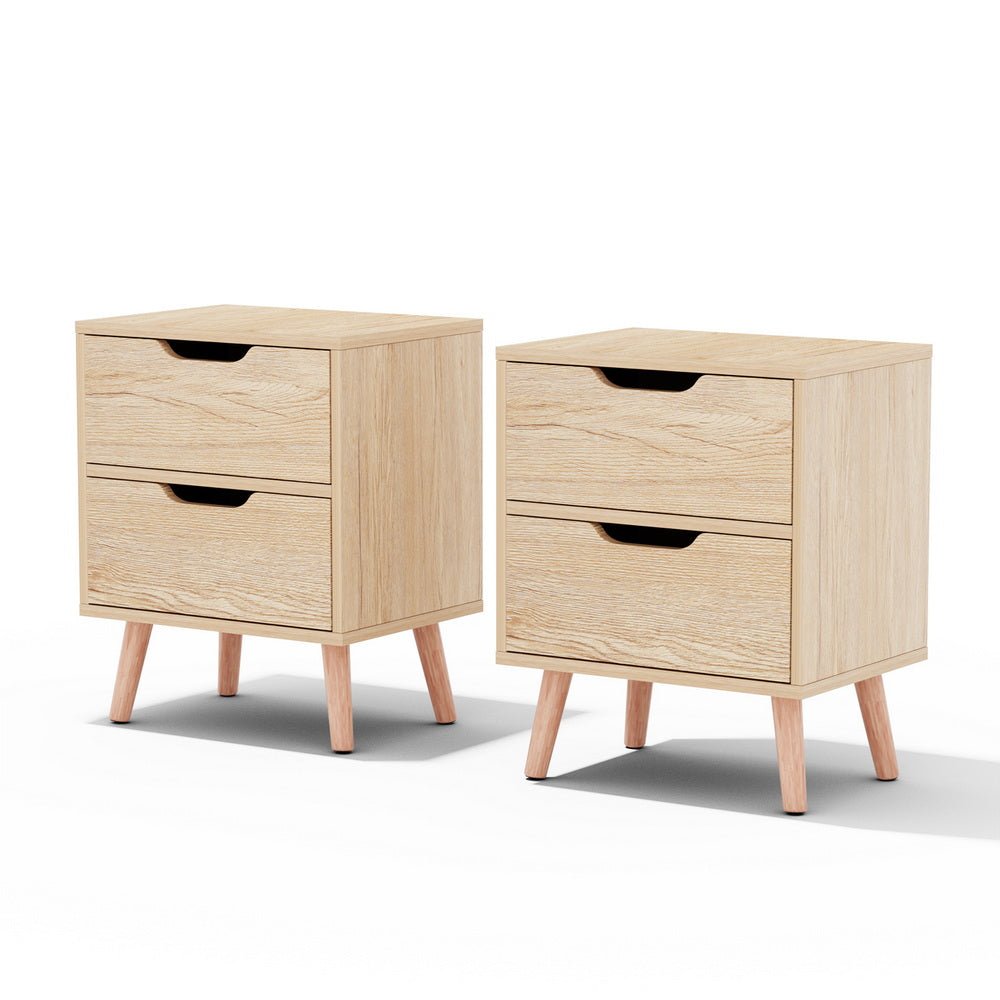 Bedside Tables Set 2pc | 2 Drawers | BODEN | Pine