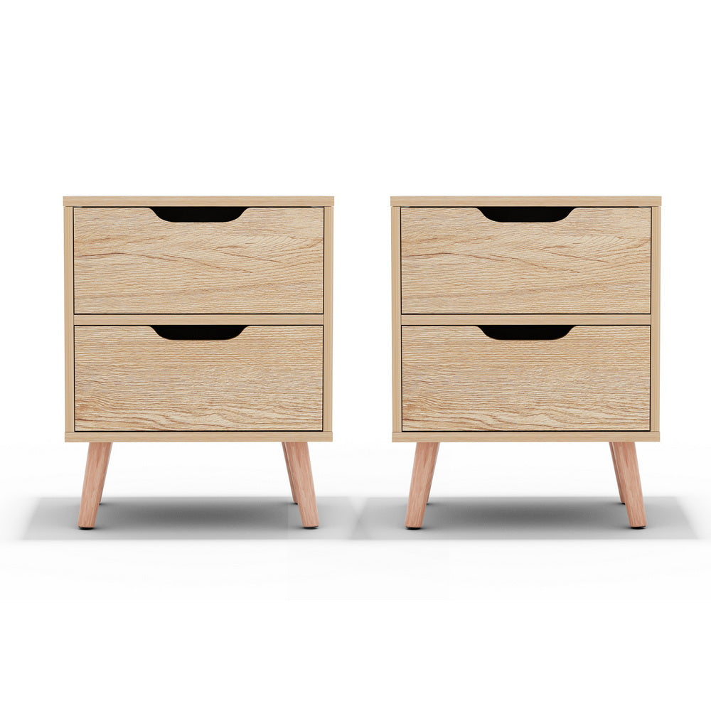 Bedside Tables Set 2pc | 2 Drawers | BODEN | Pine