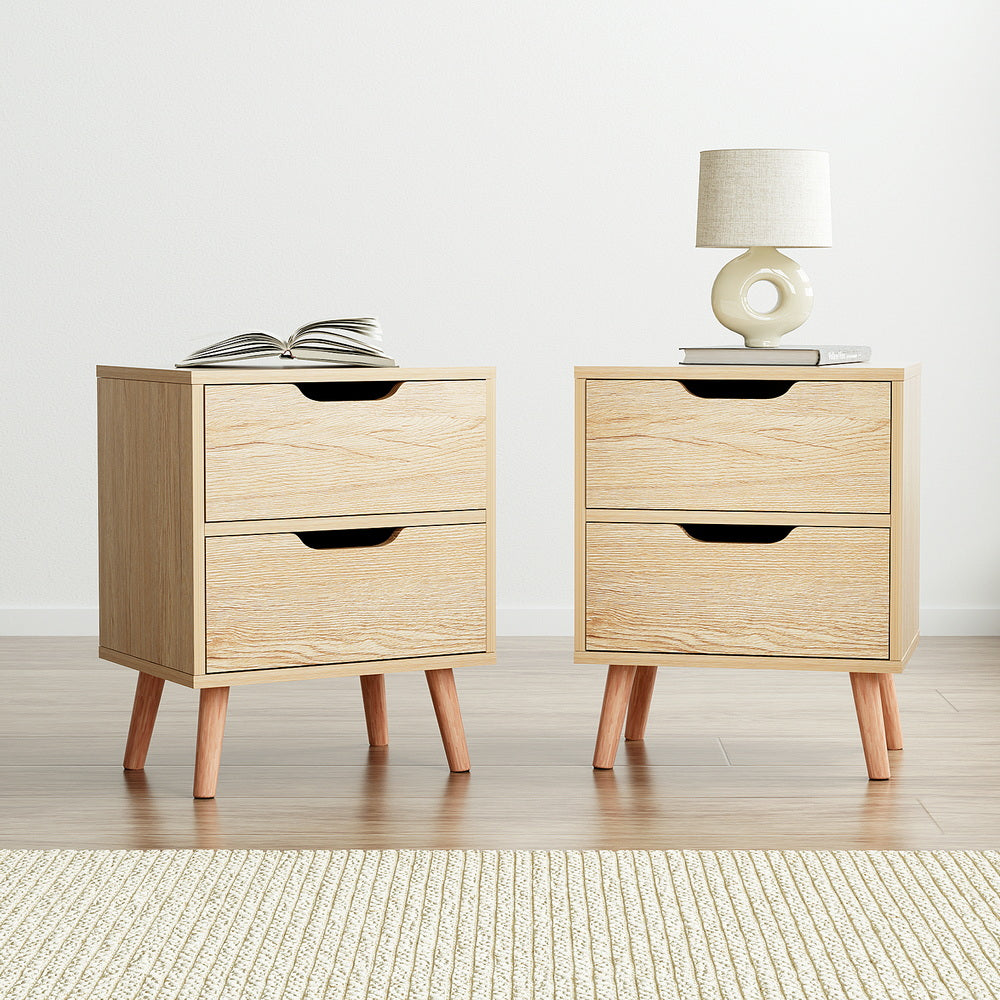 Bedside Tables Set 2pc | 2 Drawers | BODEN | Pine