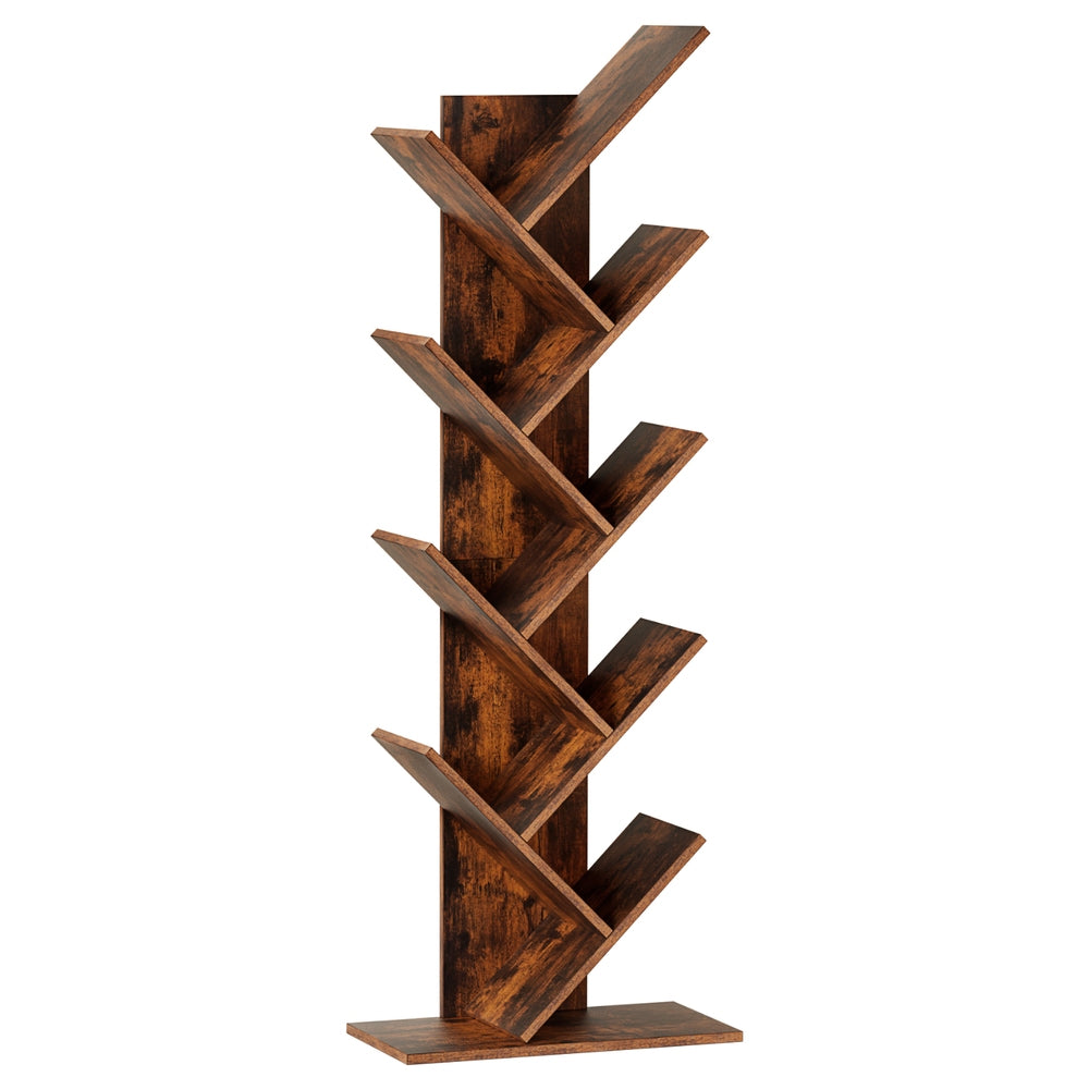 Tree Bookshelf | 9-Tier Freestanding Bookcase | Walnut Finish