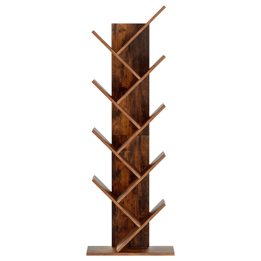 Tree Bookshelf | 9-Tier Freestanding Bookcase | Walnut Finish
