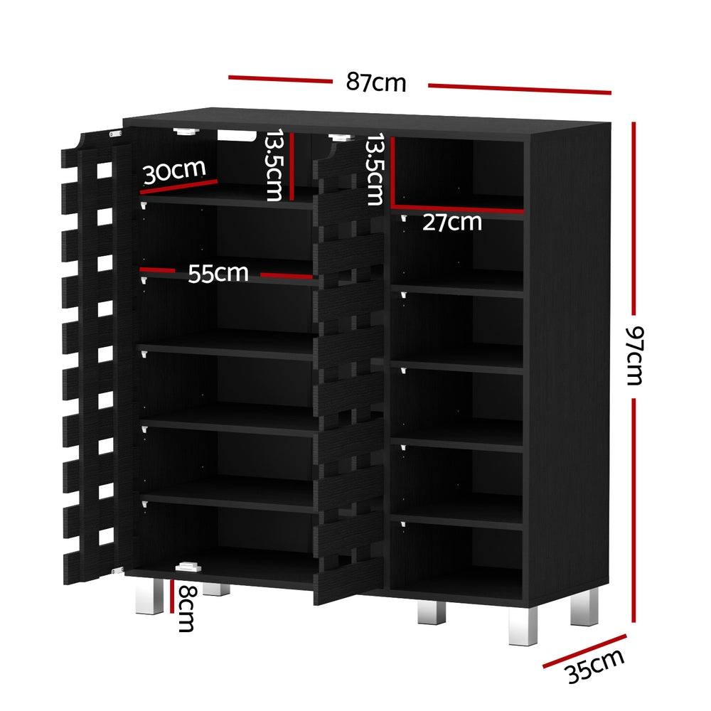 Artiss Shoe Rack Cabinet | 6 Tier Storage Shelf | Black