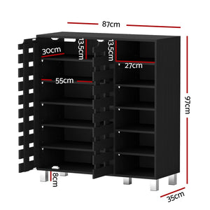 Artiss Shoe Rack Cabinet | 6 Tier Storage Shelf | Black