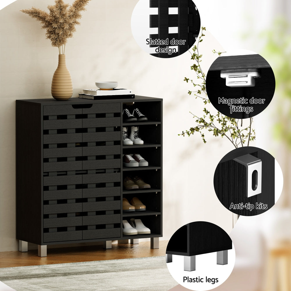 Artiss Shoe Rack Cabinet | 6 Tier Storage Shelf | Black