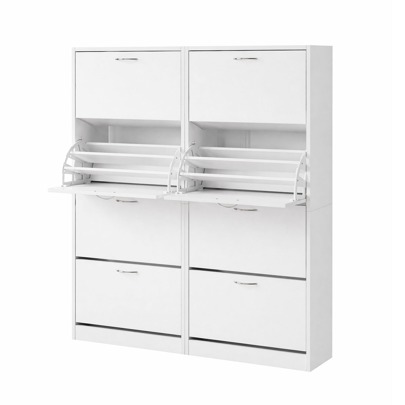 Shoe Storage Cabinets | 2 Pack | 4 Flip Drawers | White
