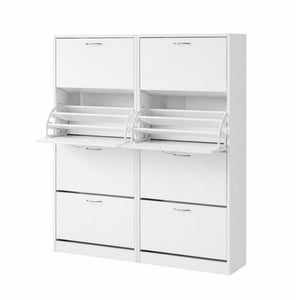 Artiss 2x Shoe Cabinet Storage Organiser 4 Flip Drawer White