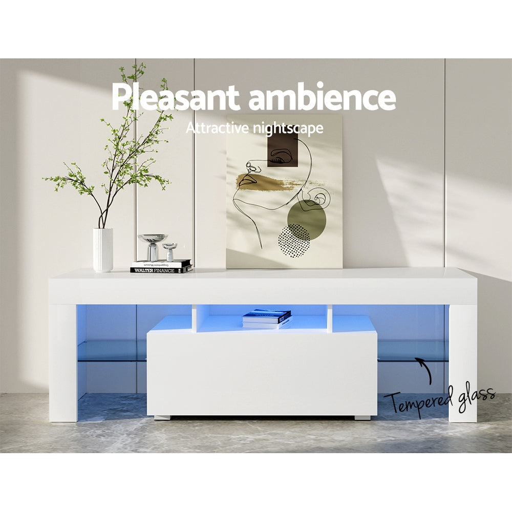 Entertainment Unit | TV Cabinet | LED | 130cm | White | Elo