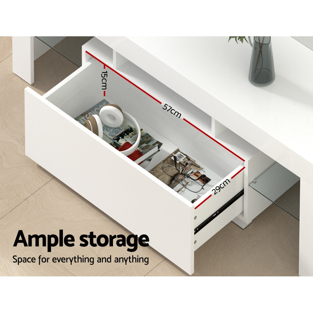 Entertainment Unit | TV Cabinet | LED | 130cm | White | Elo