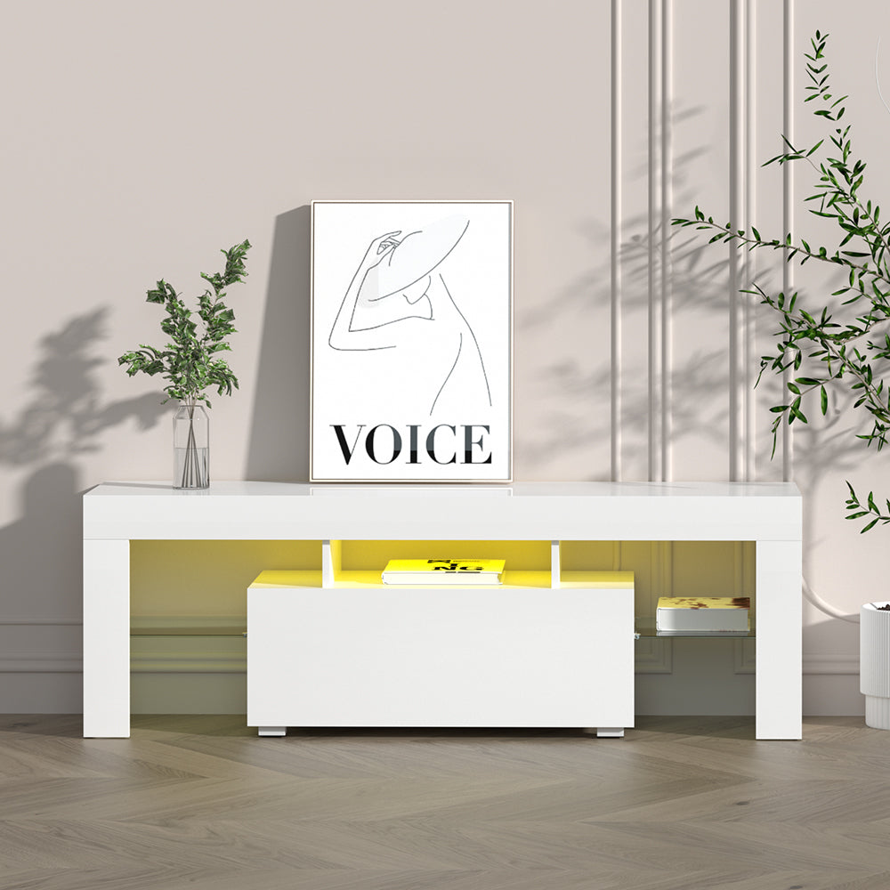 Entertainment Unit | TV Cabinet | LED | 130cm | White | Elo